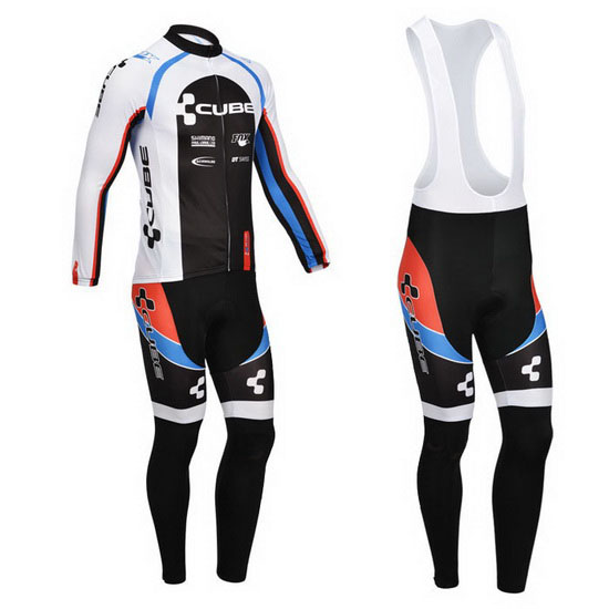 2013 Maillot Cube Tirantes Mangas Largas Negro Y Blanco